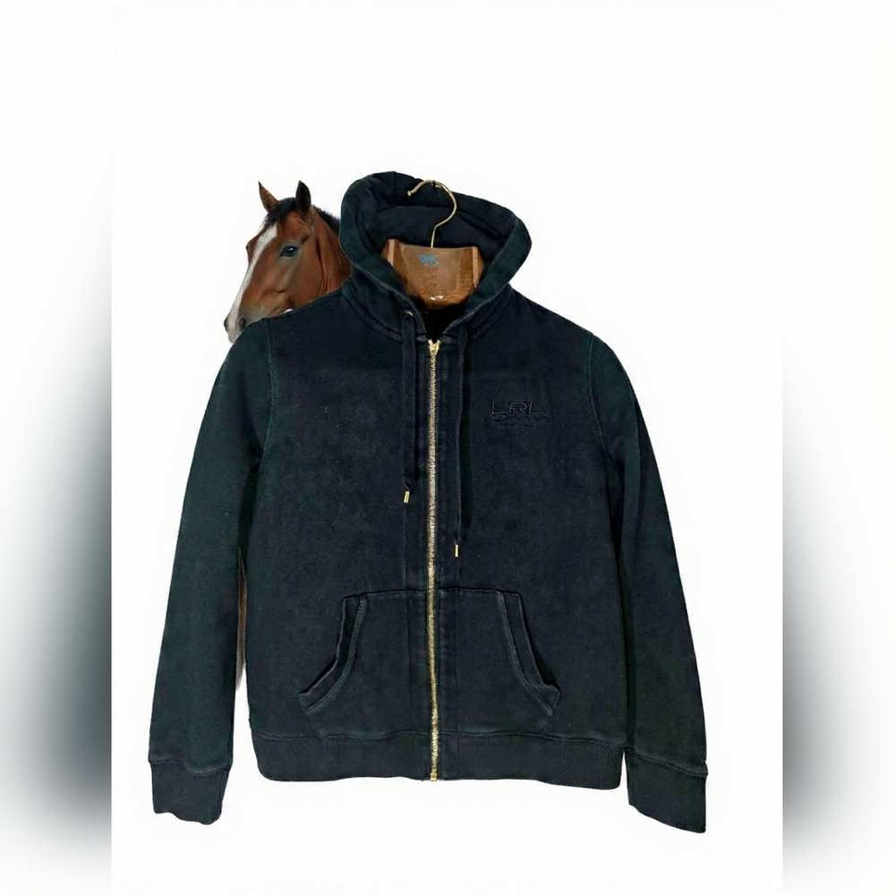 Black Zip-Up Hoodie Lauren Jeans Co. Grunge Revival Equestrain